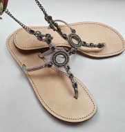 Bata sandały srebrne kryształy roz 41