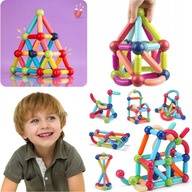 Klocki Magnetyczne Konstrukcyjne Edukacyjne Dla Dzieci Stick Patyczki 100El