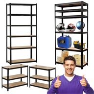 REGAŁ MAGAZYNOWY METALOWY WCISKANY CZARNY DO GARAŻU 3w1 220x110x50cm 1050kg