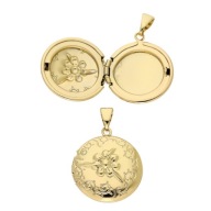 86391 Zawieszka stal chirurgiczna 316L pozłacana 18k sekretnik okrągły