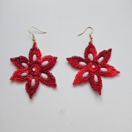 Kolczyki rękodzieło na szydełku kwiat