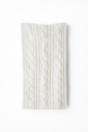 Kremowy szalik komin warkoczowy wełna & wiskoza zimowy uniwersalny