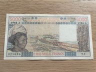 Wybrzeże Kości Słoniowej - 5000 franków - 1986