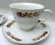 zestaw 6 filiżanek i 6 talerzyków kwiatki prawdziwa chińska porcelana
