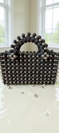 damska czarna torebka z koralików handmade - nowy unikat