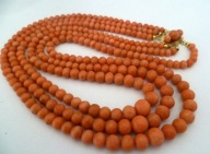 Stare korale antykwaryczne -3rz. zlote zapiecie, 88g