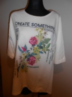 BERSHKA lużna bluzka róże piękna roz L -NOWA