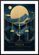 A2 GRANATOWY PLAKAT ZNAK ZODIAKU WAGA KOSMOS GALAKTYKA, DO DOMU NA PREZENT