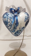 Bombka serce ręcznie zdobione 10 CM decoupage SX3