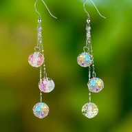 KOLCZYKI styl disco błyszczące modne kule grawerowane zwisające długie