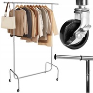 WIESZAK STOJĄCY NA KÓŁKACH UBRANIA STOJAK GARDEROBA DO PRZEDPOKOJU CHROM