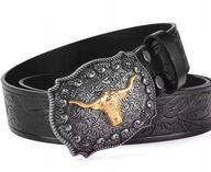 Pasek w Stylu Y2K z Głową Byka Dziki Zachód Kowboj Cowboy Głowa Byka 120cm