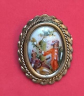 Broszka brosza Francja oryginał porcelana Limoges zakochani hit 11