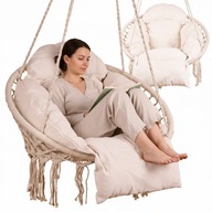 Huśtawka Ogrodowa Wisząca Bociane Gniazdo Wiszący Fotel 150KG XXL DUŻA