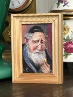 ŻYD NA SZCZĘŚCIE I DOBROBYT Z PIENIĄŻKIEM SYGNOWANY OBRAZ