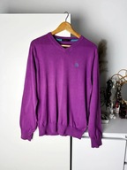 Fioletowy sweter męski Henri Lloyd M bawełniany, V-neck, vintage, logo