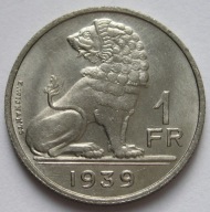 Belgia 1 frank 1939 - lew - stan menniczy -