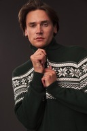 CARRY sweter z golfem zimowy skandynawski norweski wzór regular fit XL