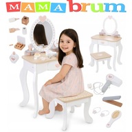 DREWNIANA TOALETKA DLA DZIECI Z AKCESORIAMI I TABORETEM PREZENT NA ŚWIĘTA !