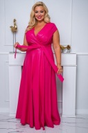 Natalia sukienka wieczorowa plus size 46 lśniąca fuksja