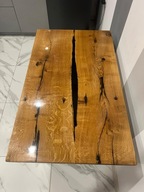 Stół dębowy naturalny lity z żywicy epoksydowej połysk 110x65,5 do kuchni