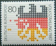 Niemcy 1987 Znaczek 1309 ** spis powszechny godło flaga