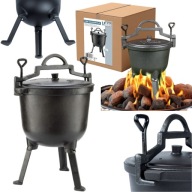 PALENISKO KOCIOŁEK ŻELIWNY 4L MYŚLIWSKI NA OGNISKO STOJAK