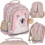 PLECAK SZKOLNY 3KOMORY KOTEK KOT CLEO&FRANK Z PIĘKNYM POMPONEM DERFORM