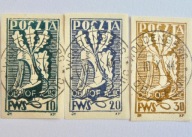 1944 Polska Poczta Obozowa trzy kasowane znaczki, stan bardzo dobry