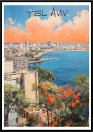 A2 KOLOROWY PIĘKNY PLAKAT MIASTO TEL AWIW TEL AVIV IZRAEL