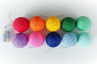 Cotton Balls 10 LED Girlanda Kule Lampki Na Baterie: Kolory Tęczy Tęczowe