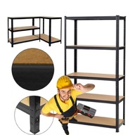 REGAŁ MAGAZYNOWY METALOWY WZMOCNIONY DO PIWNICY CZARNY 5 PÓŁEK 1325KG