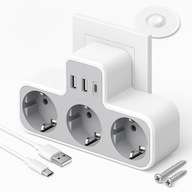 ELEKTRYCZNY ROZGAŁĘŹNIK PRZEDŁUŻACZ BIAŁY TESSAN 3600W 3 GNIAZDKA USB C