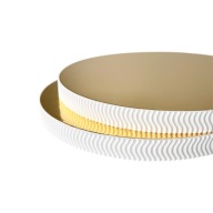 Podkład pod tort STYRODUR ZŁOTY 34 cm Biały BOK Karbowany „Biała Fala 3D”