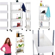 SZAFKA PÓŁKA ŁAZIENKOWA KUCHENNA REGAŁ NA KÓŁKACH BIAŁA 4 POZIOMY 85X38X13