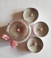 Naturalna świeca sojowa HOMEMADE w szkle zestaw miętowy biały różowy