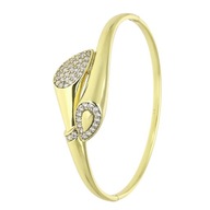 77586 BRANSOLETKA 14K POZŁACANA 57/19 MM sztywna bangle z cyrkoniami