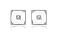 KOLCZYKI KWADRATY BIALA CERAMIKA,CYRKONIA