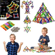 KLOCKI MAGNETYCZNE KULKI NEOCUBE Z KULKAMI DUZE DUZY ZESTAW XXL 206 EL 3D