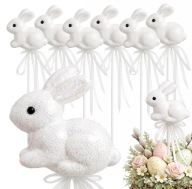 ZESTAW 6X ZAJĄC WIELKANOCNY STYROPIAN NA PIKU BROKAT DEKORACJA ŚWIĄTECZNA