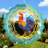 DZWONKI WIETRZNE 3D KOGUT METALOWA DEKORACJA OGRODOWA KINETYCZNA