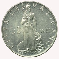 Watykan - 2 liry 1958 - nakład 30000