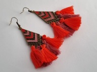 DUŻE WISZĄCE KOLCZYKI BOHO EMALIA CHWOSTY MOSIĄDZ