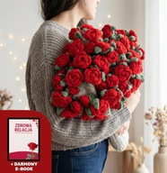 Ręcznie szydełkowany bukiet kwiatów prezent z duszą na każdą okazję +GRATIS