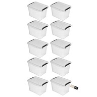 10x Pojemnik plastikowy 2l z pokrywą zamykany do przechowywania pudełko