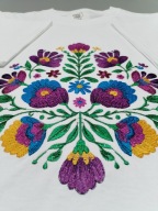 Koszulka z haftem, Haft Łowicki, biała - 3XL