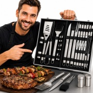 ZESTAW DO GRILLOWANIA PRZYBORY AKCESORIA SZTUĆCE WALIZKA GRILL OGNISKO