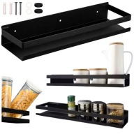 PÓŁKA ŁAZIENKOWA WISZĄCA CZARNA POD PRYSZNIC STAL NIERDZEWNA NA KOSMETYKI