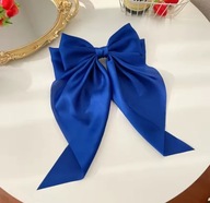 Spinka Duża kokarda do włosów satynowa NIEBIESKI