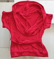 Wdzianko czerwone z paskiem szeroki golf krótki rę